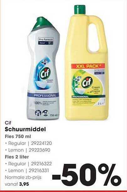 Cif Schuurmiddel Fles 750 ml en Fles 2 liter -50%