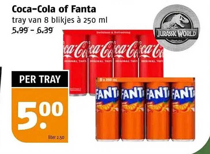 Coca-Cola of Fanta tray van 8 blikjes à 250 ml
