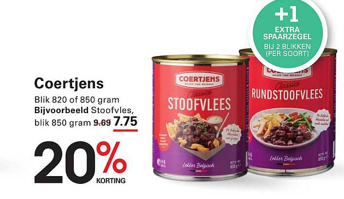 Coertjens Blik 820 of 850 gram Stoofvlees