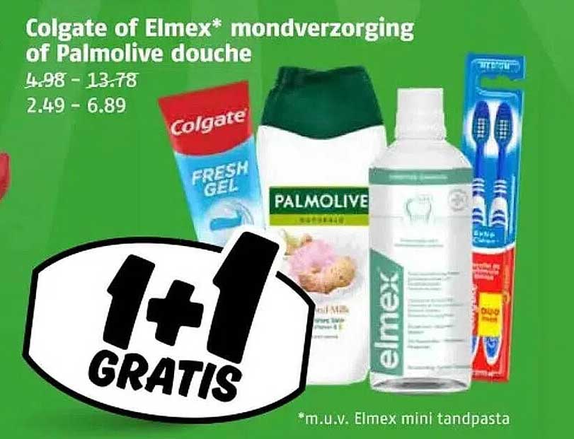 Colgate of Elmex* mondverzorging of Palmolive douche
