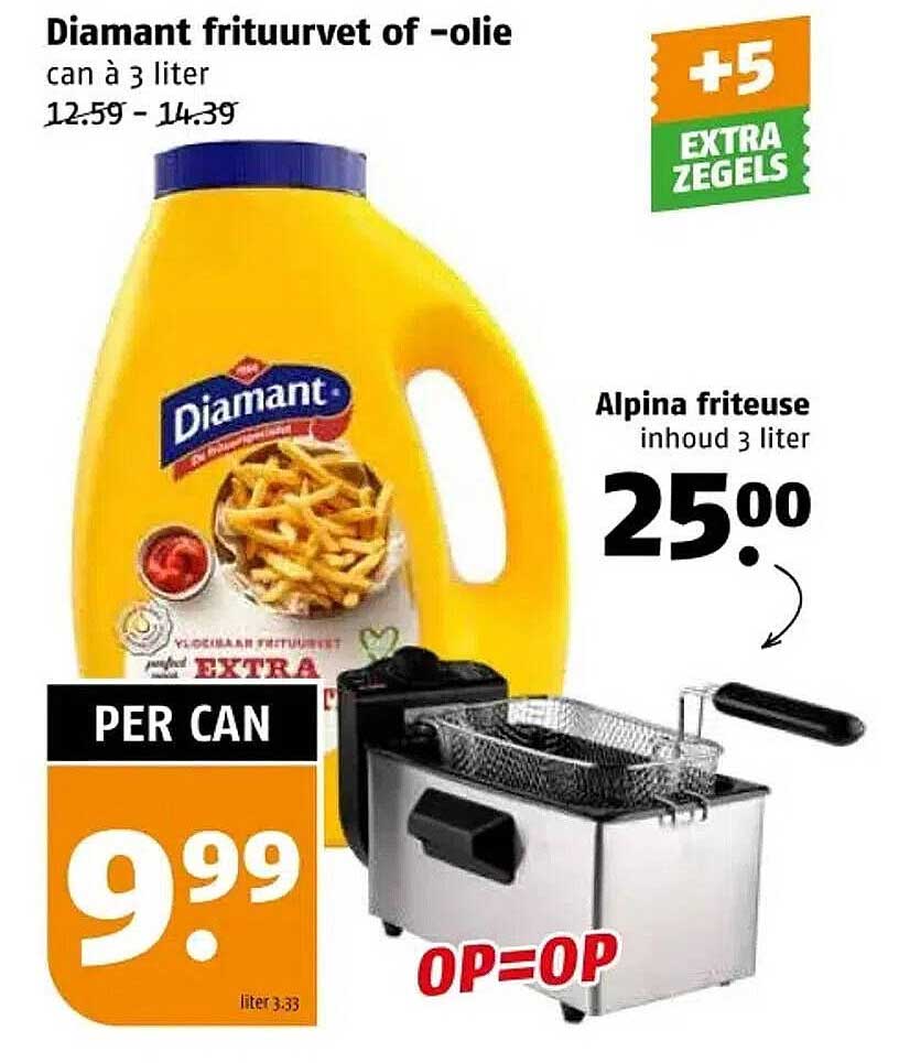 Diamant frituurevet of -olie can à 3 liter