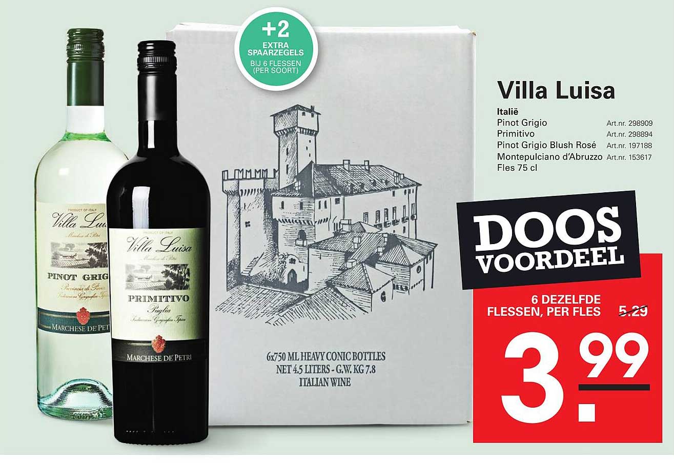 DOOS VOORDEEL 6 DEZELFDE FLESSEN, PER FLES 3.99
