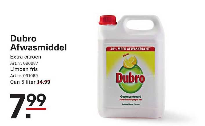 Dubro Afwasmiddel Extra citroen - Limoen fris 5 liter