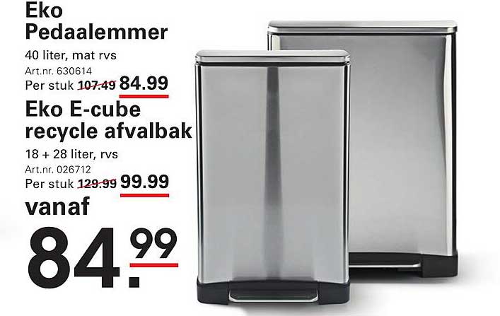 Eko Pedaalemmer 40 liter, mat rvs