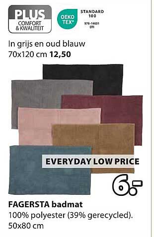 FAGERSTA badmat 100% polyester (39% gerecycled) 50x80 cm