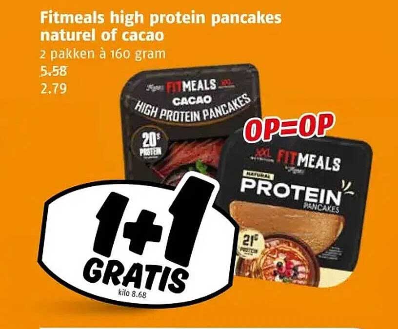 Fitmeals high protein pancakes naturel of cacao