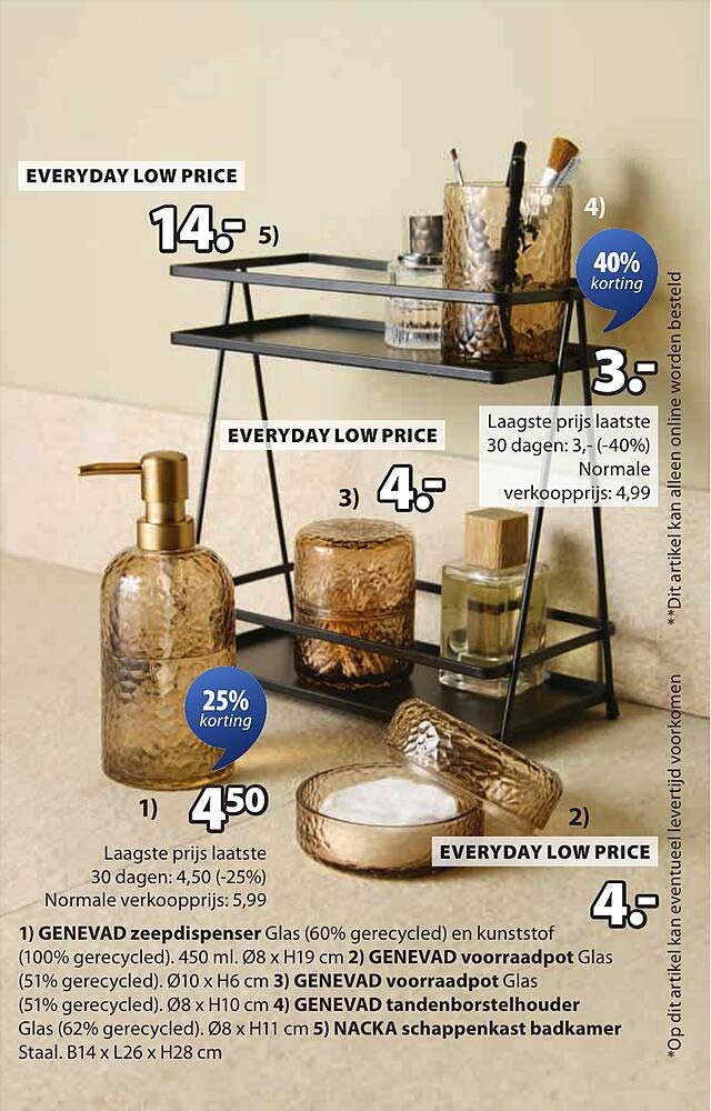 GENEVAD zeepdispenser Glas (60% gerecycled) en kunststof (100% gerecycled) - €4,50