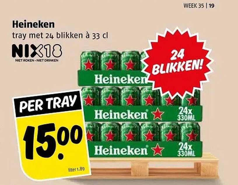 Heineken tray met 24 blikken à 33 cl