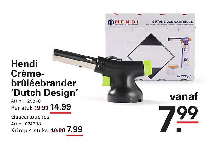 Hendi Crème-brûléebrander 'Dutch Design'