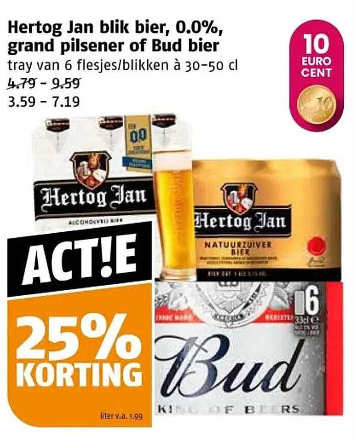 Hertog Jan blik bier, 0.0%, grand pilsen of Bud bier