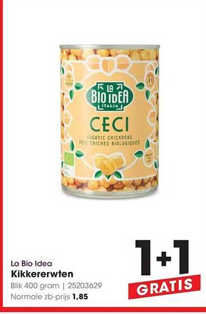 La Bio Idea Kikkererwten 400 gram 1+1 GRATIS