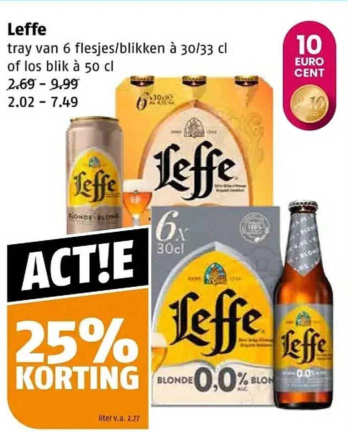 Leffe tray van 6 flesjes/blikken à 30/33 cl of los blik à 50 cl
