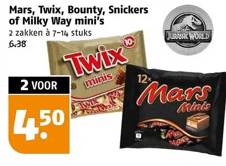 Mars, Twix, Bounty, Snickers of Milky Way mini's