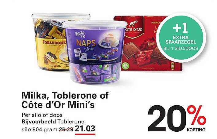 Milka, Toblerone of Côte d’Or Mini’s