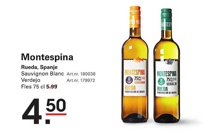 Montespina Rueda, Spanje Sauvignon Blanc en Verdejo Fles 75 cl
