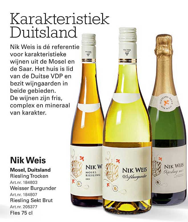 Nik Weis Mosel Riesling, Weissburgunder en Riesling Sekt Brut