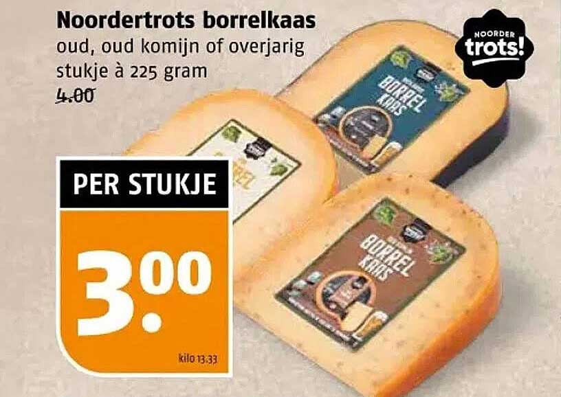 Noordertrots borrelkaas oud, oud komijn of overjarig stukje à 225 gram