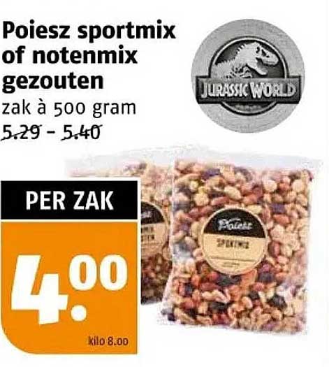 Poiesz sportmix of notenmix gezouten zak à 500 gram