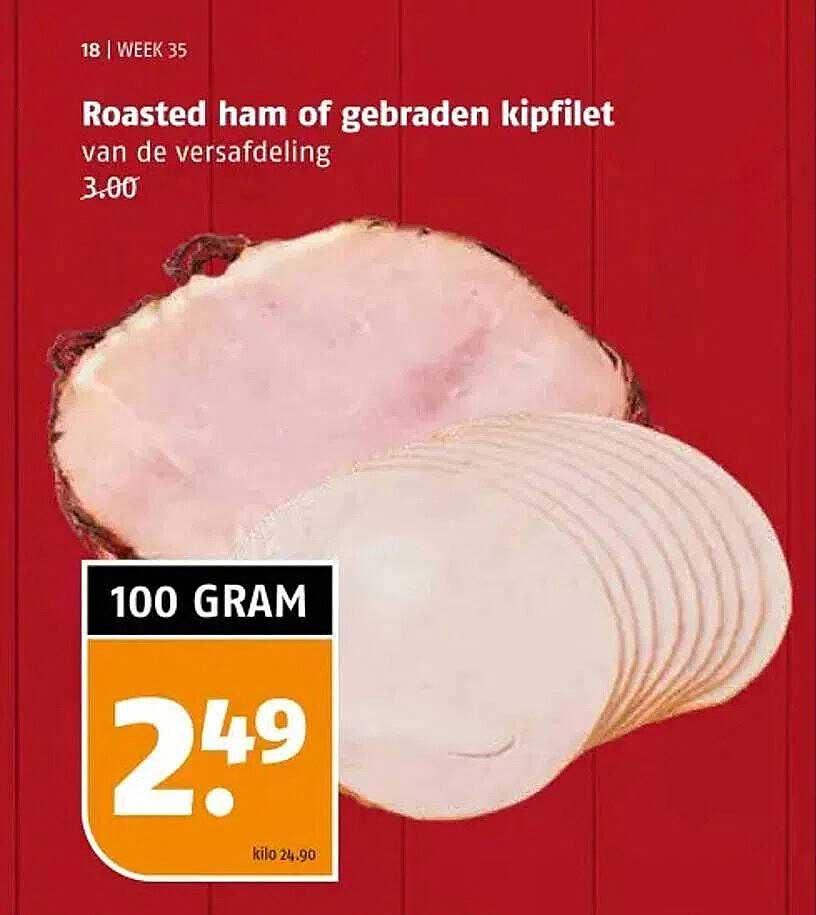 Roasted ham of gebraden kipfilet van de versafdeling