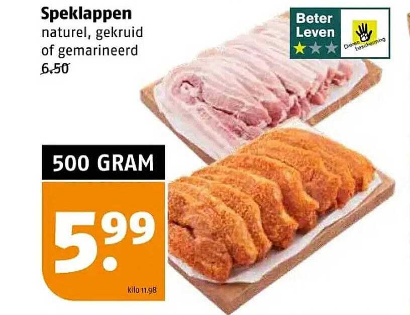 Speklappen natuur, gekruid of gemarineerd