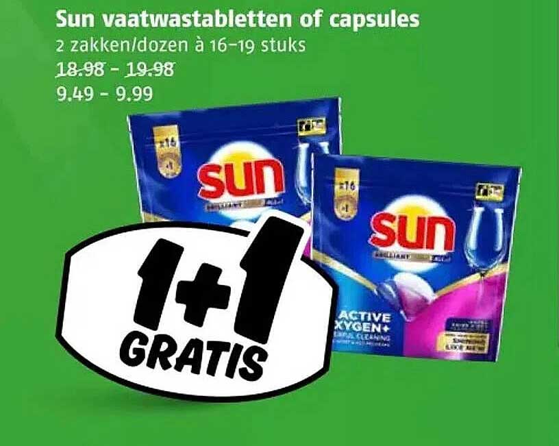 Sun vaatwastabletten of capsules