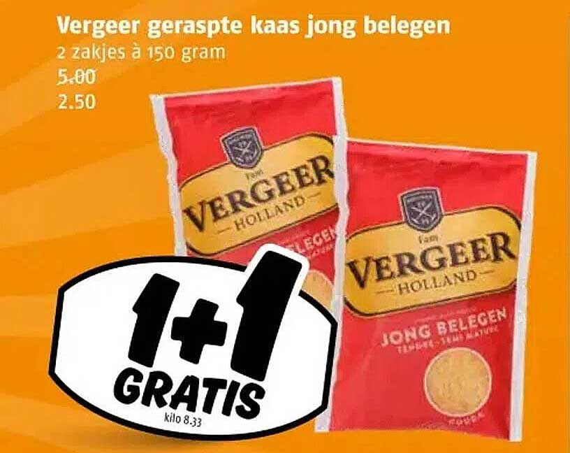 Vergeer geraspte kaas jong belegen