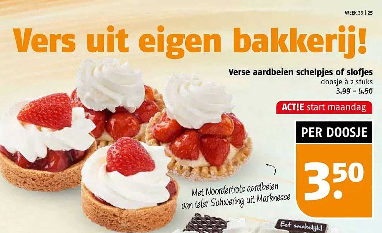 Verse aardbeien schelpjes of slofjes dooosje à 2 stuks