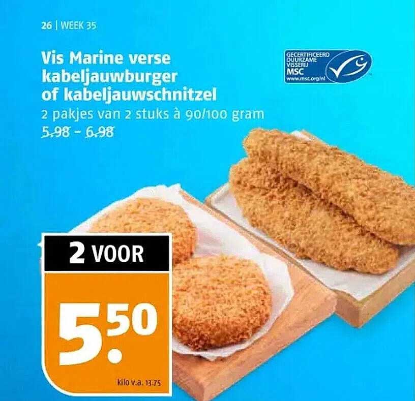 Vis Marine verse kabeljauwburger of kabeljaufschnitzel