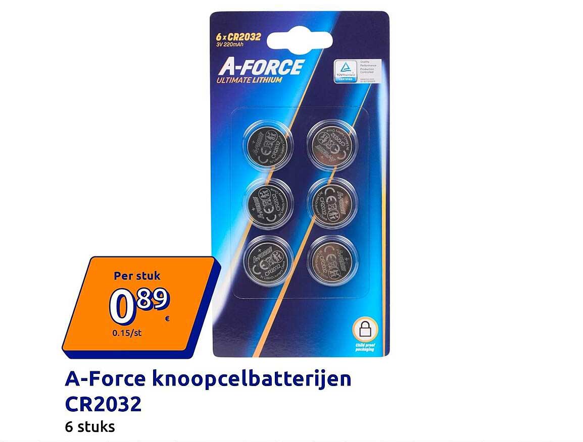 A-Force knoopcelbatterijen CR2032 6 stuks