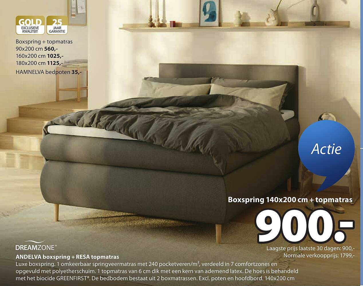 ANDELVA boxspring + RESA topmatras