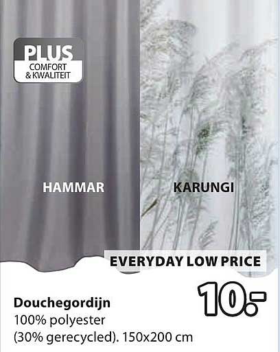 Douchegordijn 100% polyester (30% gerecycled). 150x200 cm EVERYDAY LOW PRICE
