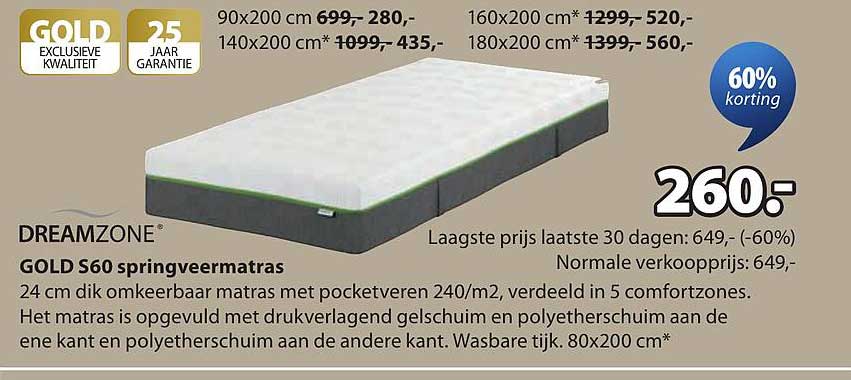 DREAMZONE GOLD S60 springveermatras