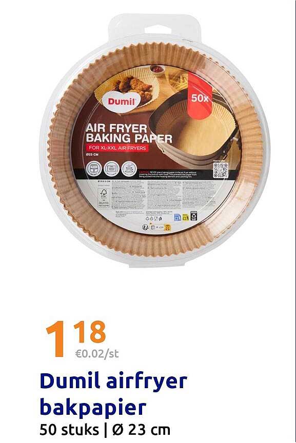 Dumil airfryer bakpapier 50 stuks | Ø 23 cm