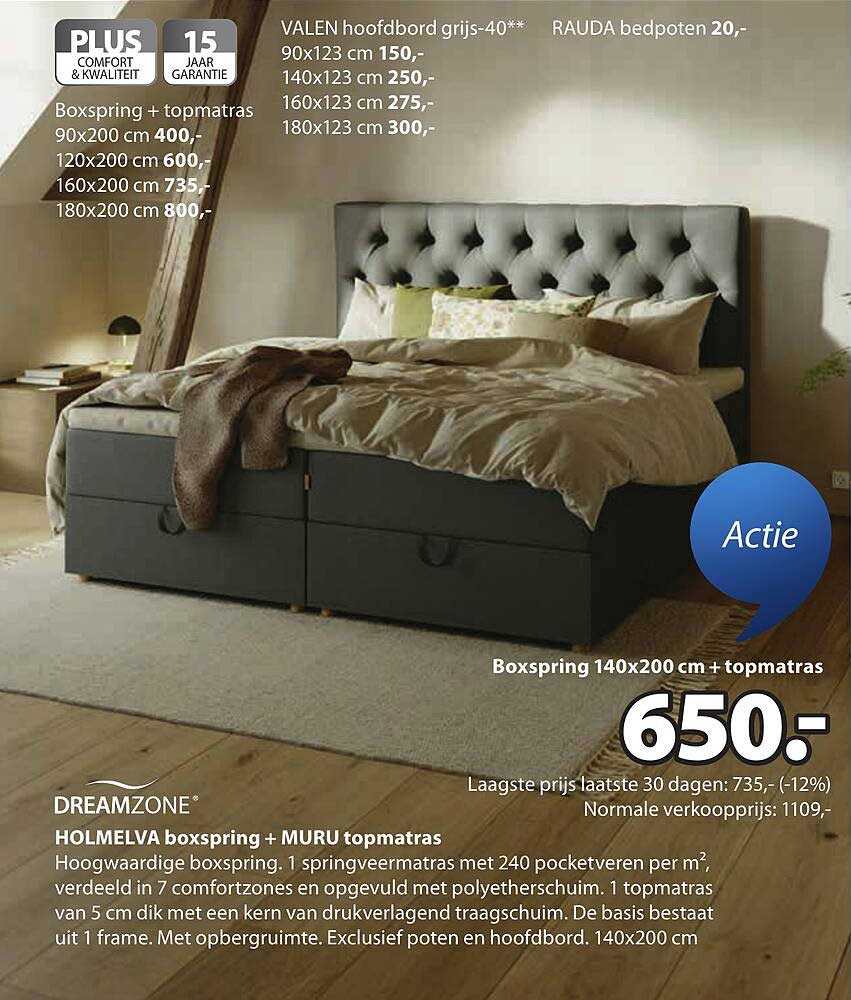 HOLMELVA boxspring + MURU topmatras