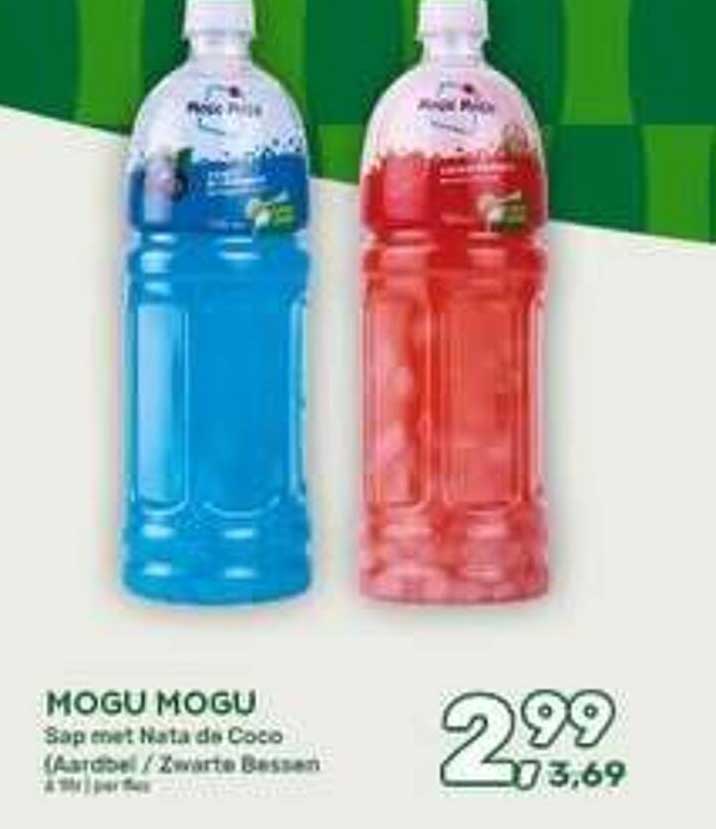 MOGU MOGU Sap met Nata de Coco (Aardbei / Zwarte Besbes) 1 l per fles