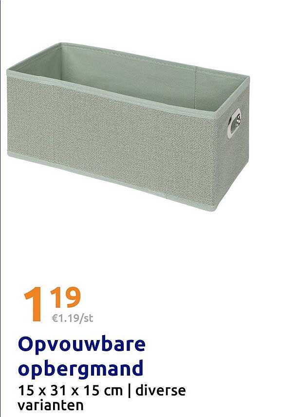 Opvouwbare opbergmand 15 x 31 x 15 cm | diverse varianten