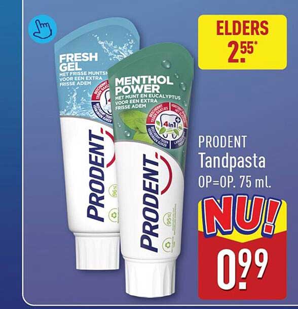 PRODENT Tandpasta OP=OP. 75 ml. NU!
