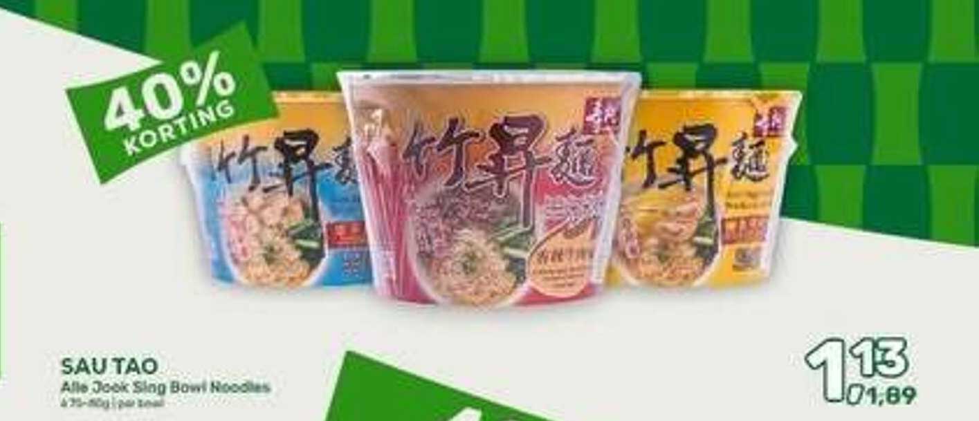 SAU TAO Alle Jook Sing Bowl Noodles 4 x 85 g per bowl - 40% korting