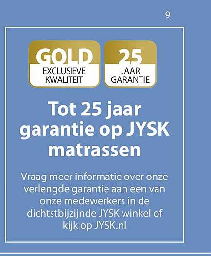 Tot 25 jaar garantie op JYSK matrassen