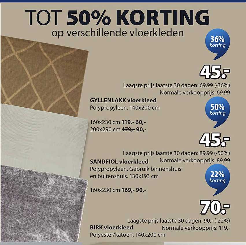 TOT 50% KORTING op verschillende vloerkleden