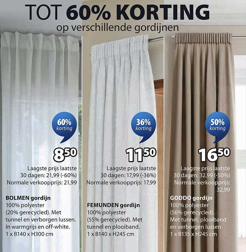 TOT 60% KORTING op verschillende gordijnen