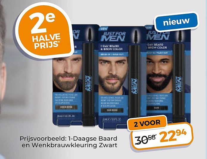 1-Daagse Baard en Wenkbrauwkleuring Zwart 2e halve prijs