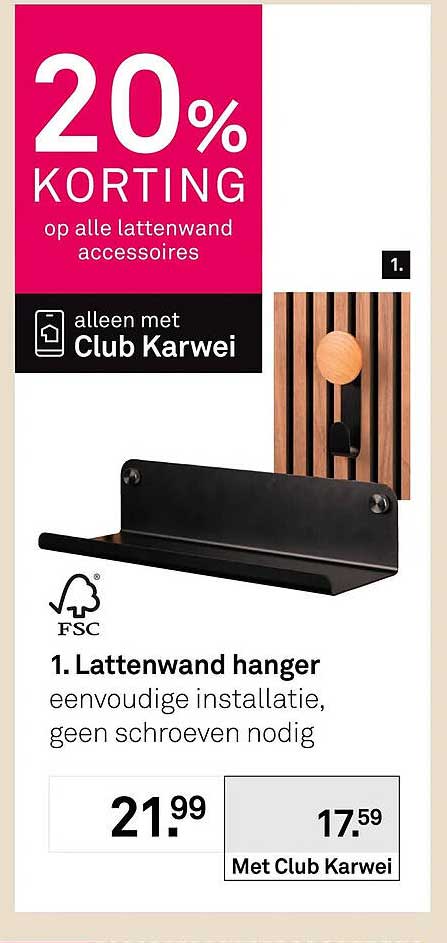 1. Lattenwand hanger eenvoudige installatie, geen schroeven nodig