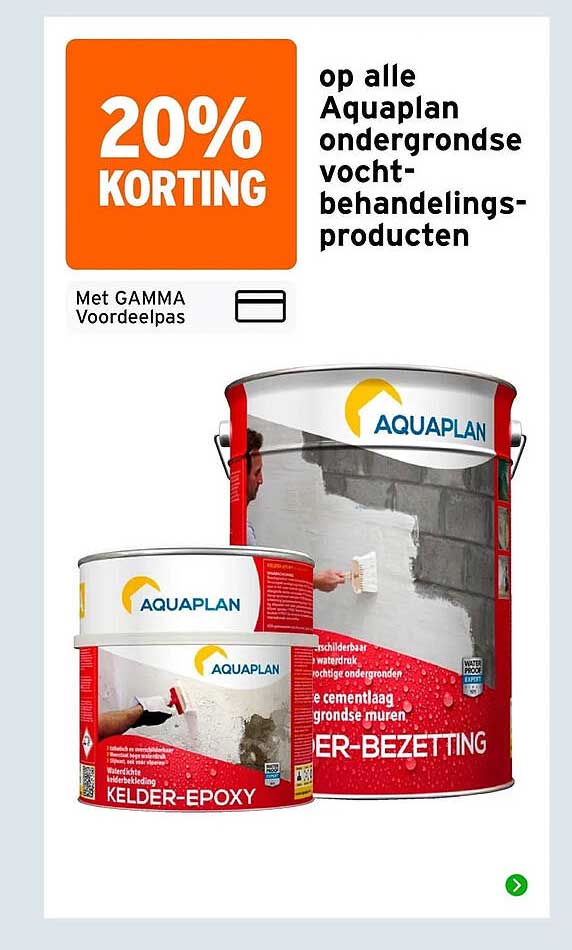 20% korting op alle Aquaplan ondergrondse vocht-behandelingsproducten