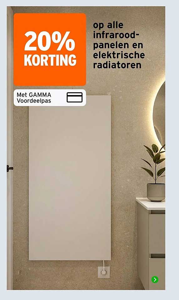 20% KORTING op alle infrarood-panelen en elektrische radiatoren