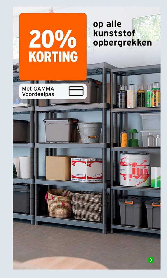 20% KORTING op alle kunststof opbergrekken