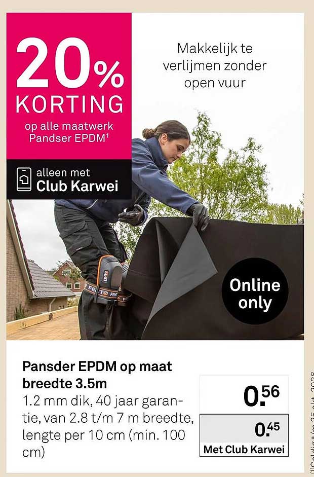 20% KORTING op alle maatwerk Pandser EPDM¹