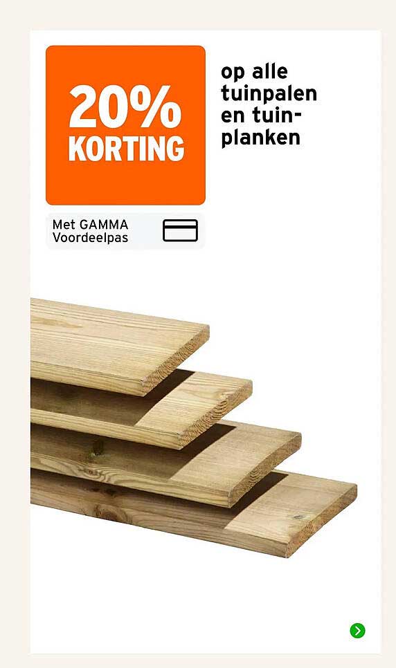 20% korting op alle tuinpalen en tuinplanken