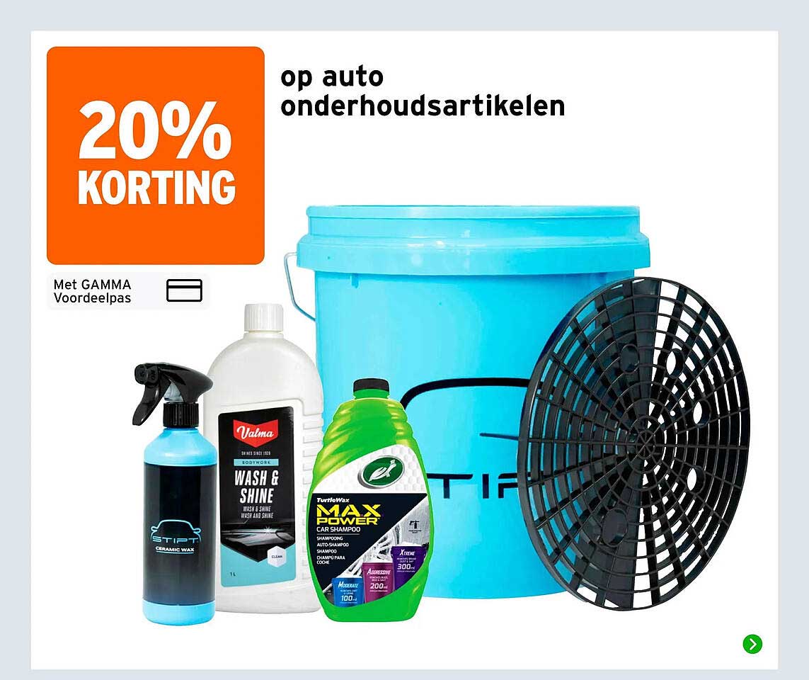 20% korting op auto onderhoudsartikelen