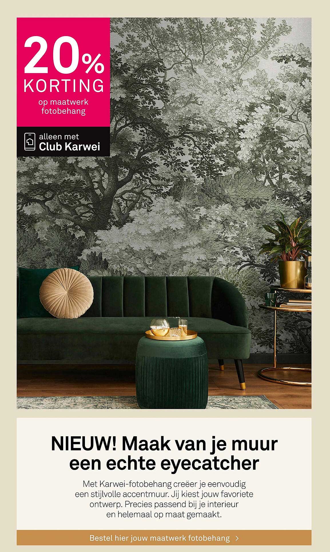 20% KORTING op maatwerk fotobehang